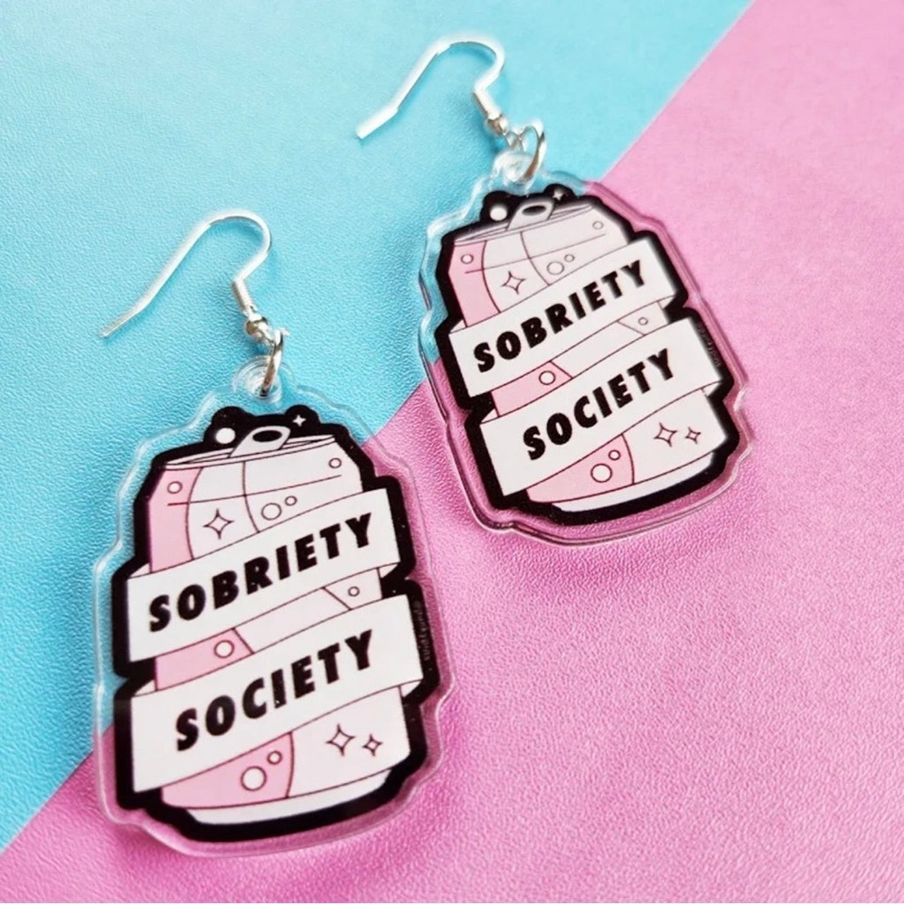 Sobriety Society Dangle Earrings - Celebrate Your Journey with Style NWT